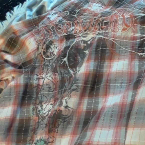 Red gray and white button down - Picture 3 of 3